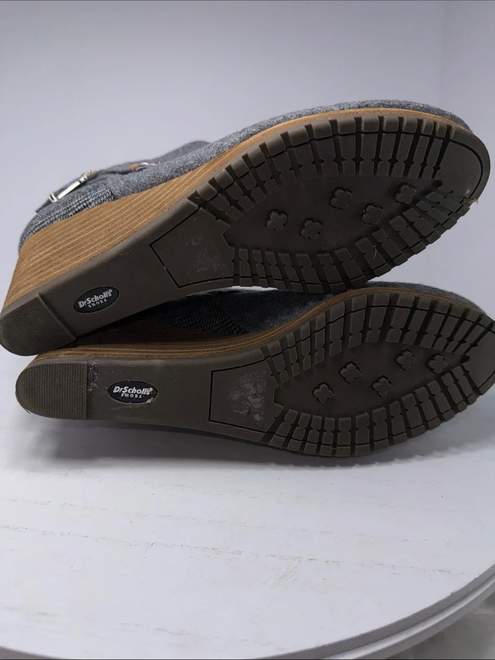 Dr. Scholl's Gray Fold-Over Wedge Ankle Booties